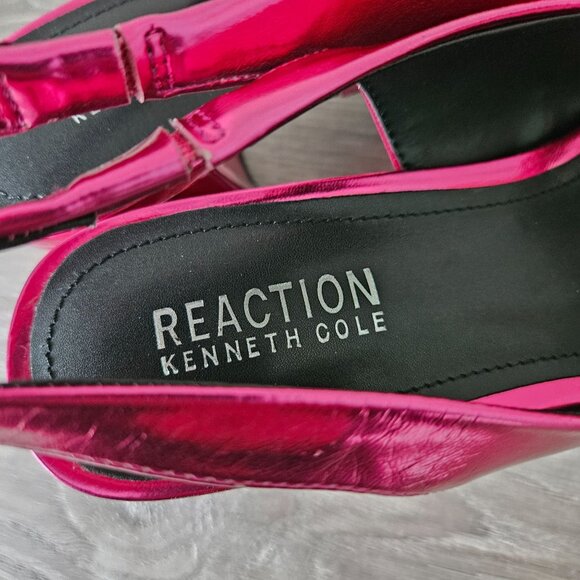Kenneth Cole Reaction Rylee Hot Pink Metallic Slingback Platform Sandals Size 8. - Picture 12 of 16